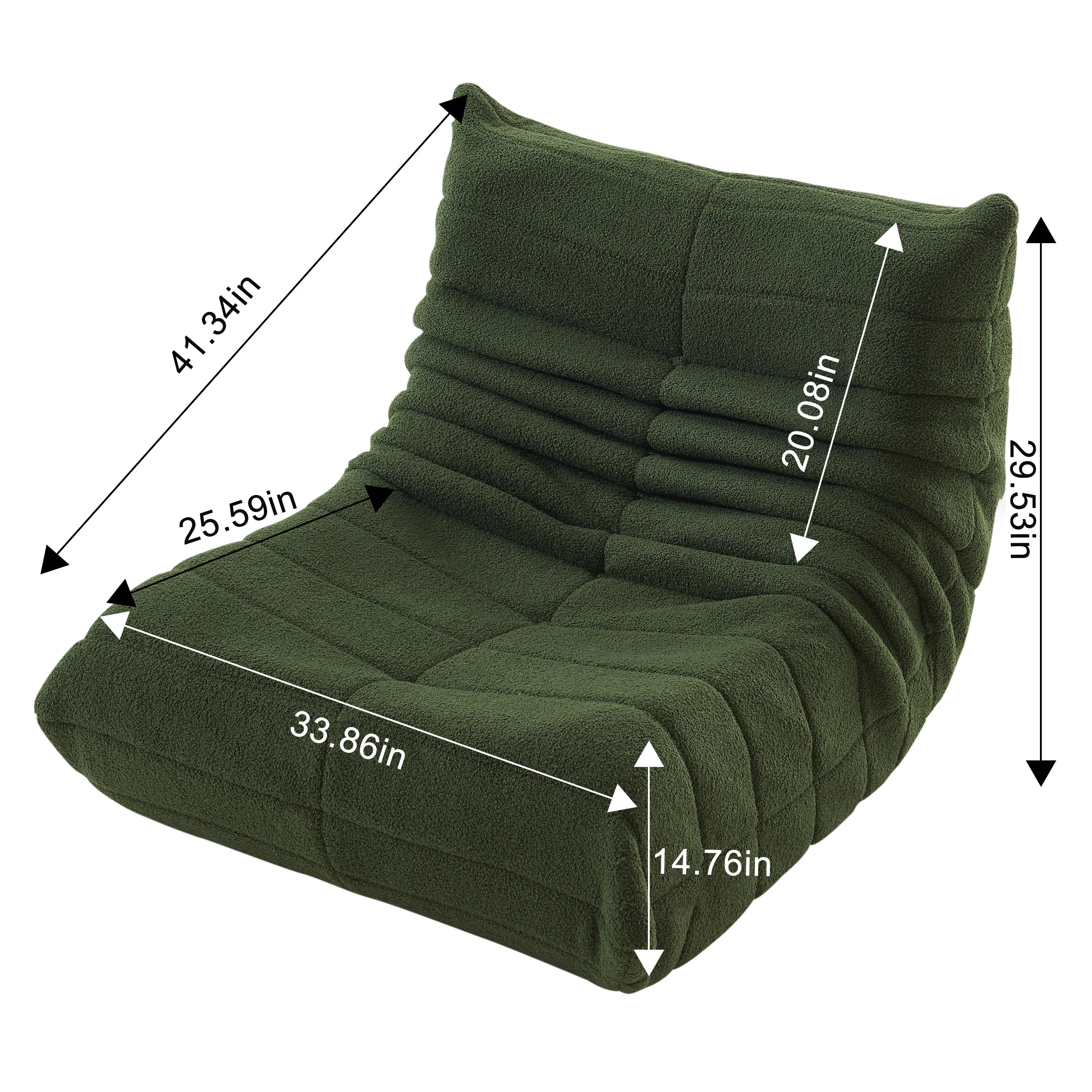 Boden-Sofa mit Rückenlehne – Bequemer Sitzsack-Stuhl für Wohnzimmer & Schlafzimmer, Grün