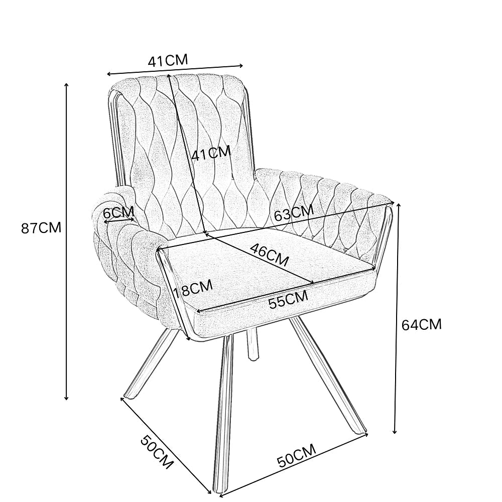 2er-Set Samt-Esszimmerstühle mit Armlehnen – Drehbare Stühle für Wohnzimmer & Schlafzimmer, 4 Metallbeine, Luxus-Design