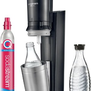 Crystal 3.0 Wassersprudler mit 1x Quick-Connect CO2-Zylinder und 2X Glaskaraffen, Silber, Schwarz, Titan, 45 cm