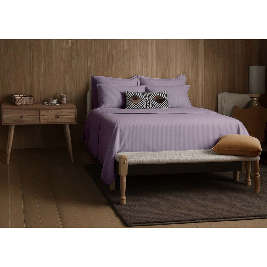 Gestreifte Satin-Bettwäscheset — Lavendel (Einzelgröße: 220 × 240 cm) – Bild 3